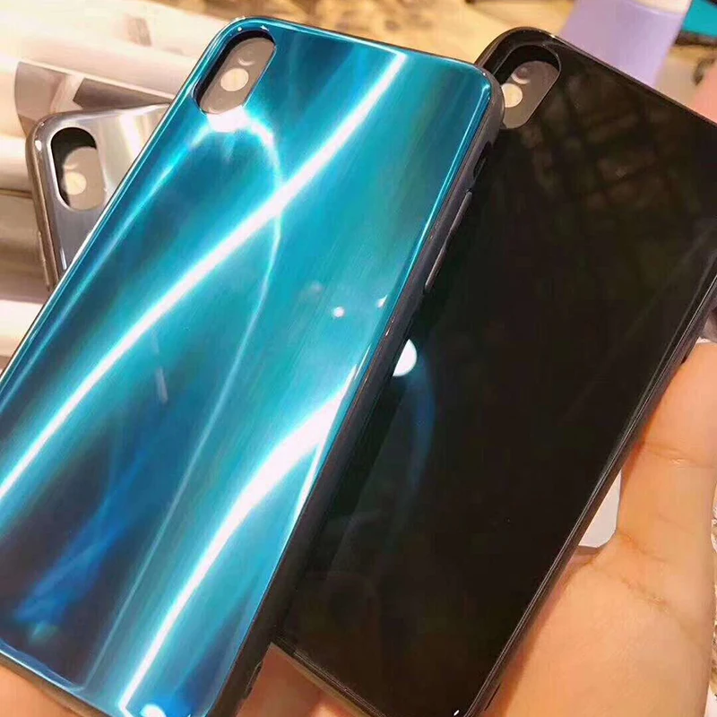 Luxury Glass Case For iPhone X Ultra Thin Hardness Tempered 6 7 8 plus aurora case Shockproof Cover Cases |