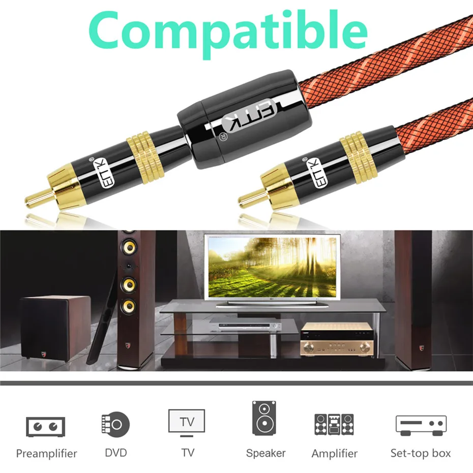 EMK стерео цифровой коаксиальный аудио видео кабель RCA динамика Hifi сабвуфер AV ТВ