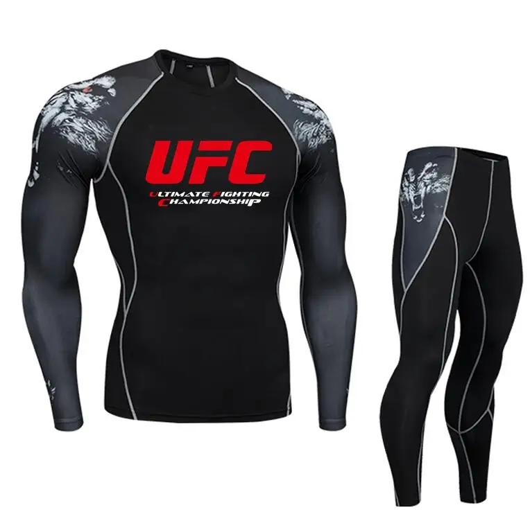 MMA мужские футболки UFC тема модная одежда фитнес компрессионные наборы футболка