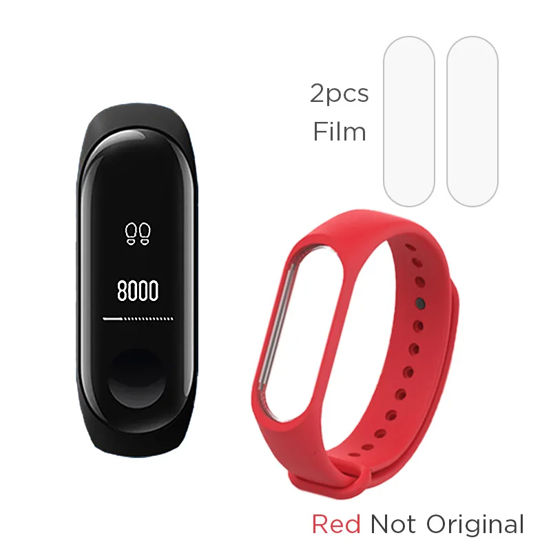 add red strap Xiaomi Mi band 3 0,7" OLED большой сенсорный экран новые умные браслеты браслет - Цвет: add red strap