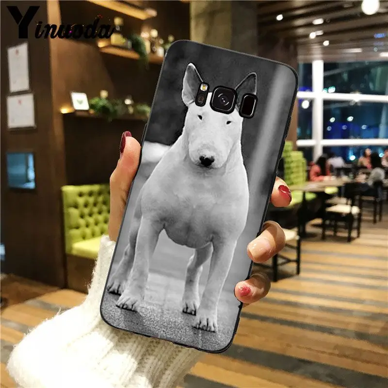 Yinuoda Бультерьера с бультерьером собакой Smart Cover Черная мягкая крышка чехол для телефона для GALAXY s5 s6 edge plus s7 edge s8 plus, s9 plus