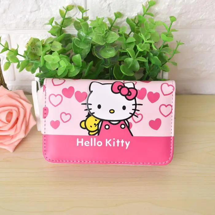 Милый мультфильм рисунок «Hello Kitty» известный Брендовая Дизайнерская обувь кошелек женские кожаные кошельки для Сумочка-клатч для девочек кошелек леди вечерние кошелек держатель для карт - Цвет: 14cm