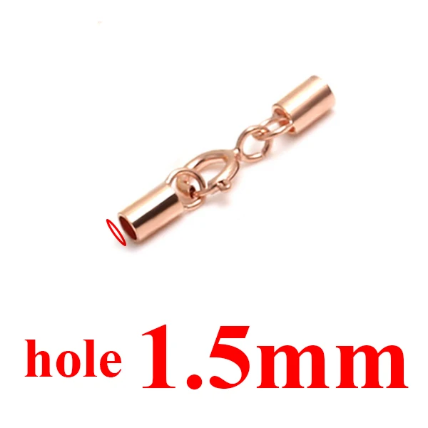 Rose gold 1.5mm 925 пробы серебряные колпачки-застёжки для кожаного браслета Цепочки и ожерелья застежками Крючки диаметр 1/1. 5/2/2,5/3/4/5 мм разъемы для изготовления ювелирных изделий - Цвет: Rose gold 1.5mm