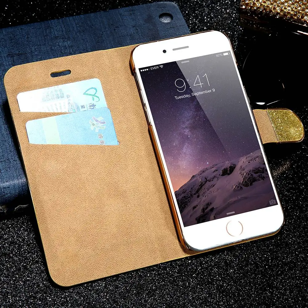 Kisscase 2018 New Sexy блеск Флип кожаный чехол для iPhone 7 8 Plus Samsung S7 S6 край Стенд бумажник Card
