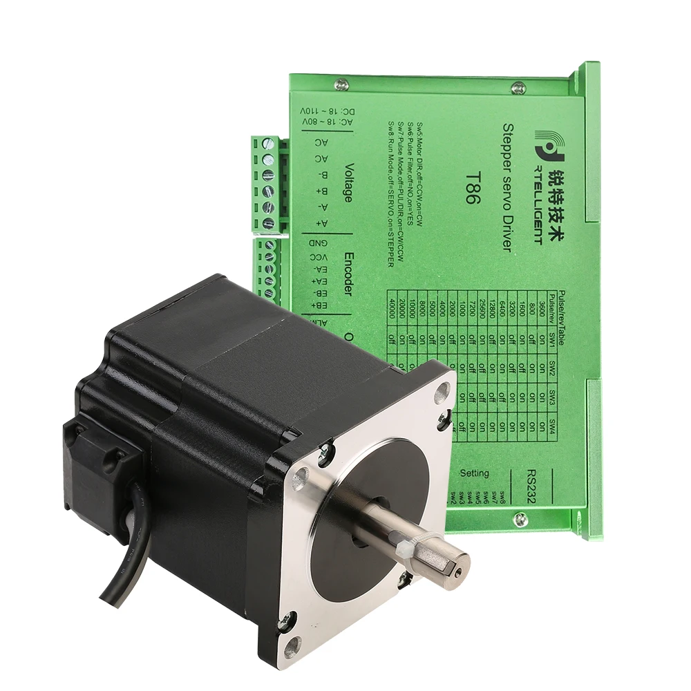 Rtelligent Nema 34 4.0N.M замкнутый контур шаговый двигатель с Nema34 20-50VDC замкнутый контур шаговый двигатель драйвер шаговый Драйвер ЧПУ комплект