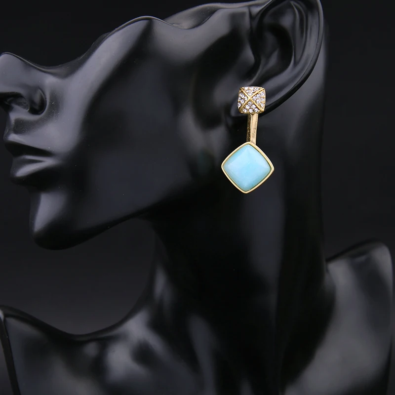 Модные ювелирные изделия золотого цвета светло-голубые серьги-подвески для