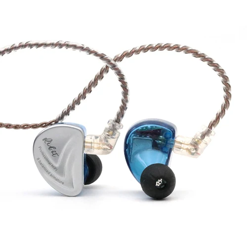Blue no mic Плотным верхним ворсом KZ AS16 8BA 8 излучателю с уравновешенным якорем IEM Hi-Fi стерео наушники-вкладыши высокого Разрешение вкладыши Наушники с 0,75 мм 2 pin кабель - Цвет: Blue no mic