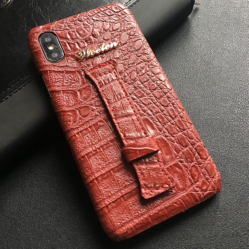 Роскошный чехол из искусственной кожи для iPhone 11 Pro Max 6s 6 7 8 Plus X XS Max XR узор из крокодиловой кожи Ремешок на руку Твердый чехол на заднюю панель чехол s