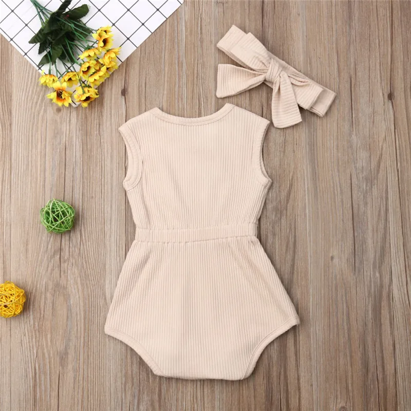 2 шт. детский однотонный комбинезон с повязкой на голову возраст 0-24 месяца | Мать и