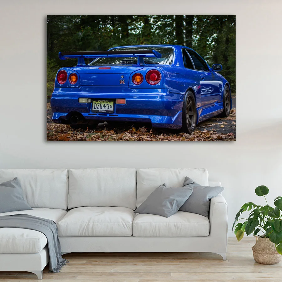 Настенная художественная картина Nissan Skyline GT-R R32 синий автомобиль плакаты и художественная печать на холсте картины для домашнего декора