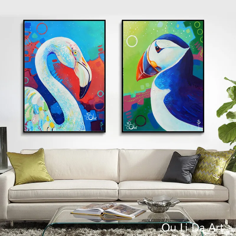 Без рамки изображение животных красочная сова лебедь обезьяна печать картина