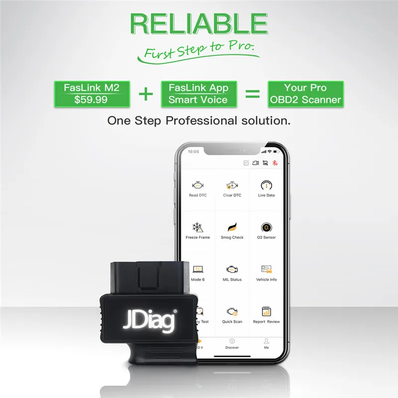 JDiag OBD2 считыватель кодов OBD сканер FasLink M2 телефон Bluetooth 4,0 диагностический инструмент PK BD OBDLINK для iPhone для Android