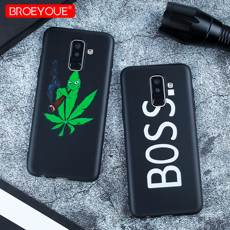 Pattern Silicone Case For Samsung Galaxy A7 A5 J5 J7 2017 Note 9 A8 A6 Plus 2018 S7 Edge S8 S9 Black Matte Phone Cover Capa | Мобильные