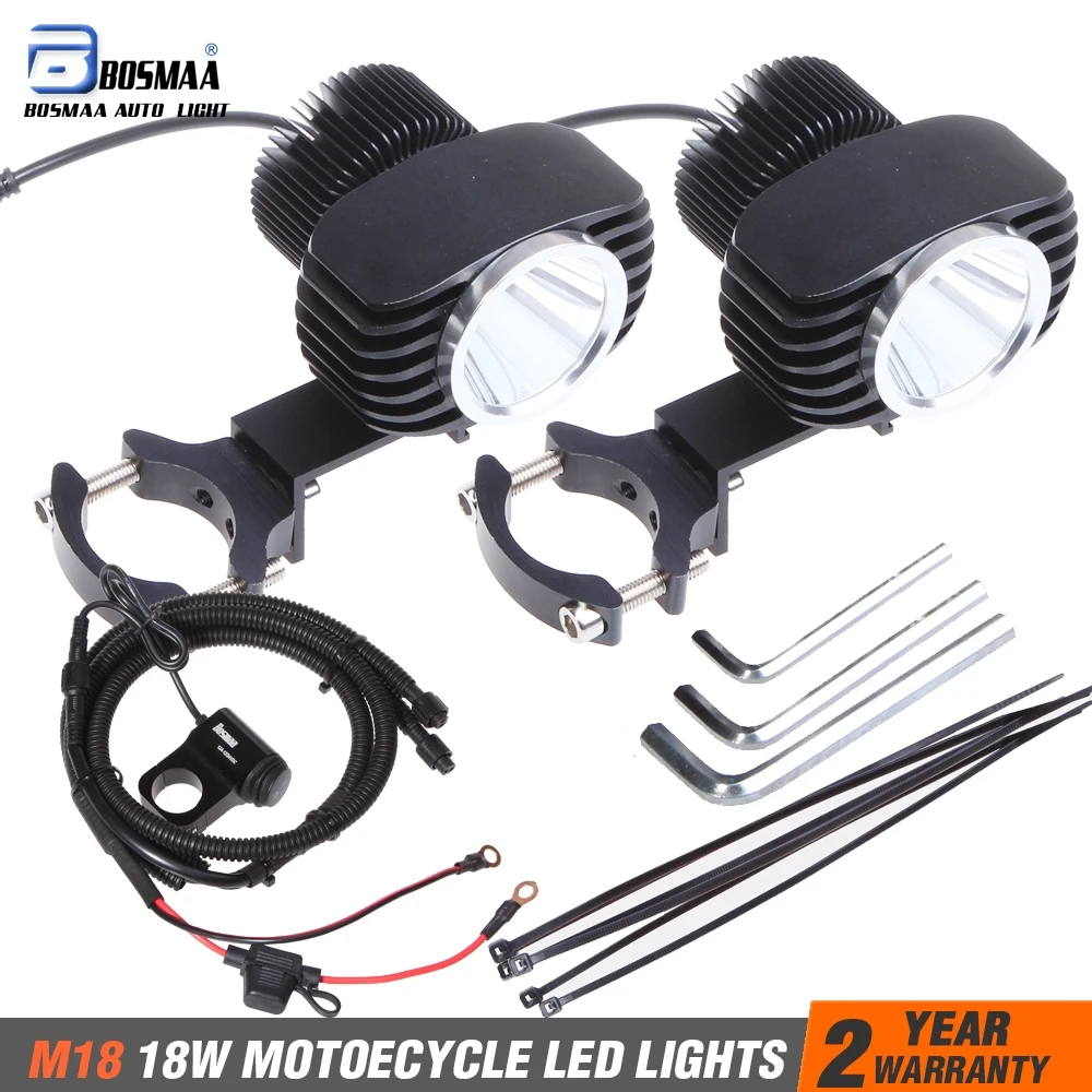 Bosmaa 2x18 Вт 2800Lm мотоциклы Светодиодные Внешние фары точечные охотничьи для