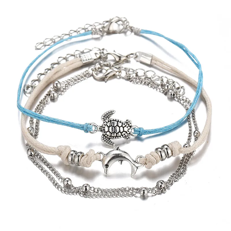 TTLIFE BOHO Многослойные ножные браслеты с животными для женщин Винтажный серебряный