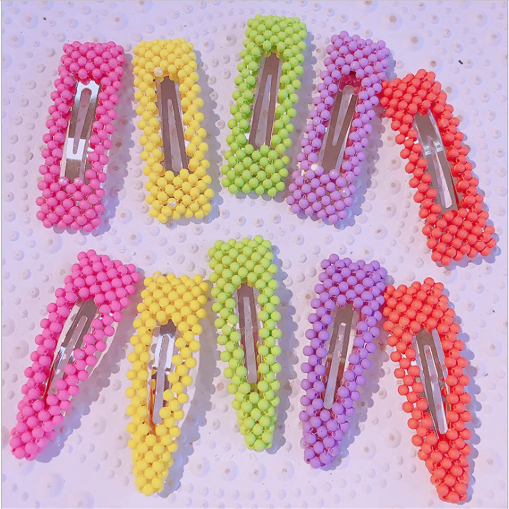 

1 pc Fluorescent Color Frosted Beads Fairy BB Clip Student Girl Simple Cute Beading Beautiful Hairpins Hair Accessories