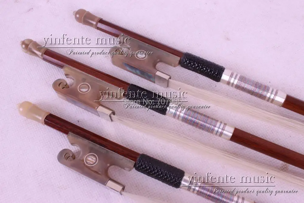 1 pcs Brazilwood Violin Bow  4/4 Straight Pretty inlay Color   #R 30#  red  OX horn   f rog