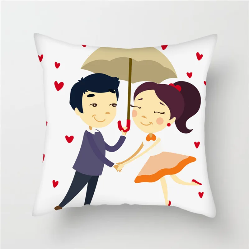 Fuwatacchi Cartoon Couple Printed Pillow Cover Throw Pillows Customize Cushion Decorative for Sofa Car Bedroom | Дом и сад