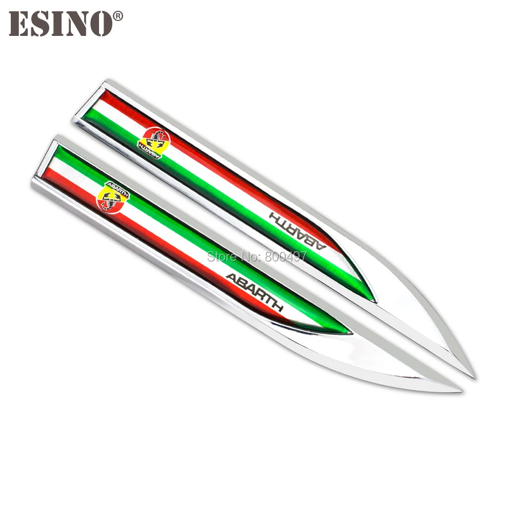 20 x Car Styling 3D Body Fender Side Metal Chrome Zinc Alloy Knife Emblems Badges Accessories For Abarth 500 Punto | Автомобили и