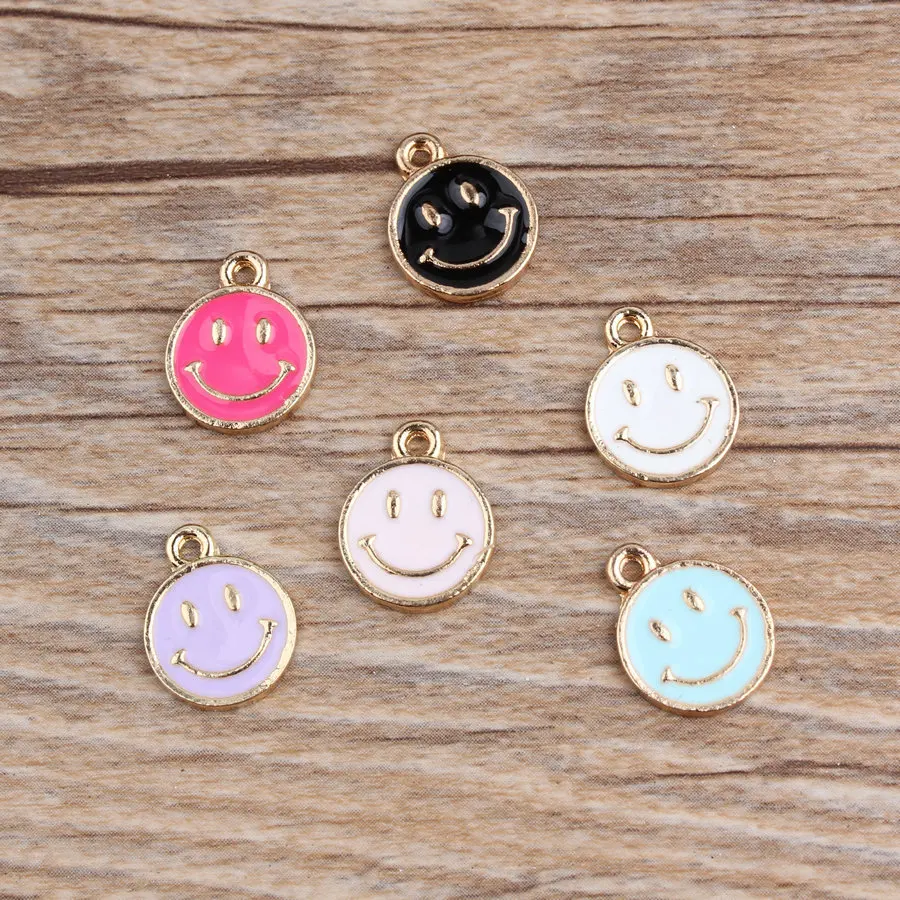 

20pcs/lot Wholesale High quality Alloy 6 Colors Smile Charms For Bracelet Pendant Necklace Enamel Charms DIY Jewelry Accessories