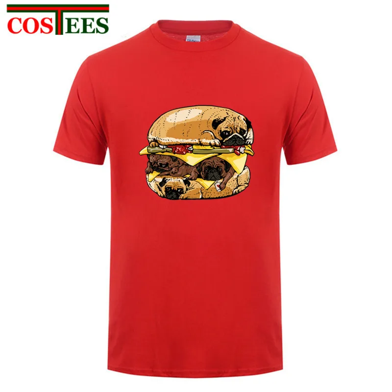 Забавные Мопсы Burger футболка Мужская Pugs stack camiseta mujer манга larga аниме с принтом