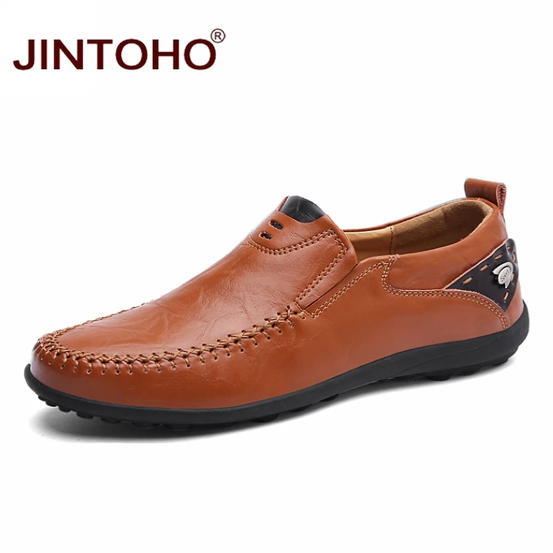 Туфли JINTOHO мужские кожаные брендовые модные туфли повседневная обувь из