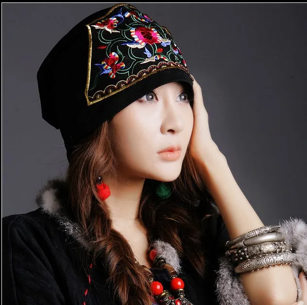 

New 2021 Summer Hats Bandanas Original Design Embroidery Flowers Vintage Cap Ethnic Hat For Women Free Shipping