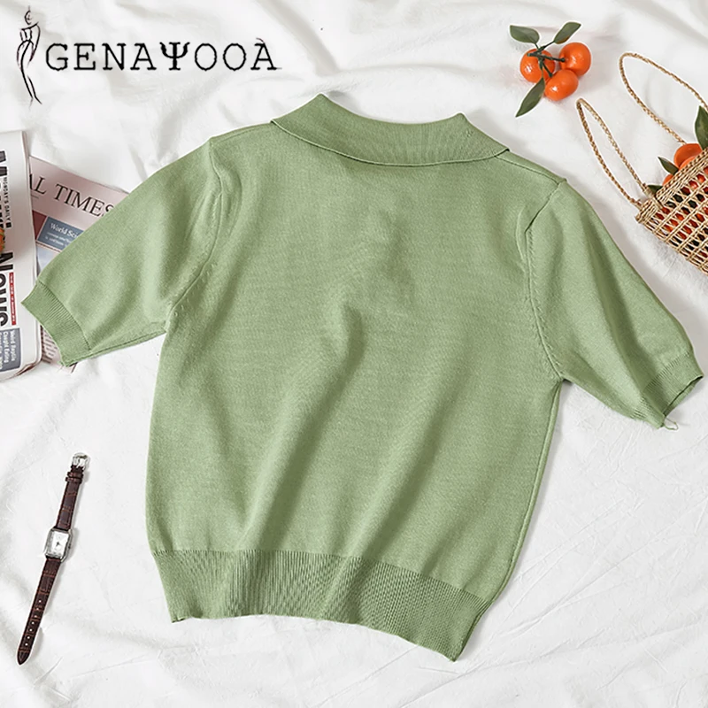 Genayoa Vogue рубашка поло женская трикотажная повседневная конфетная короткий рукав