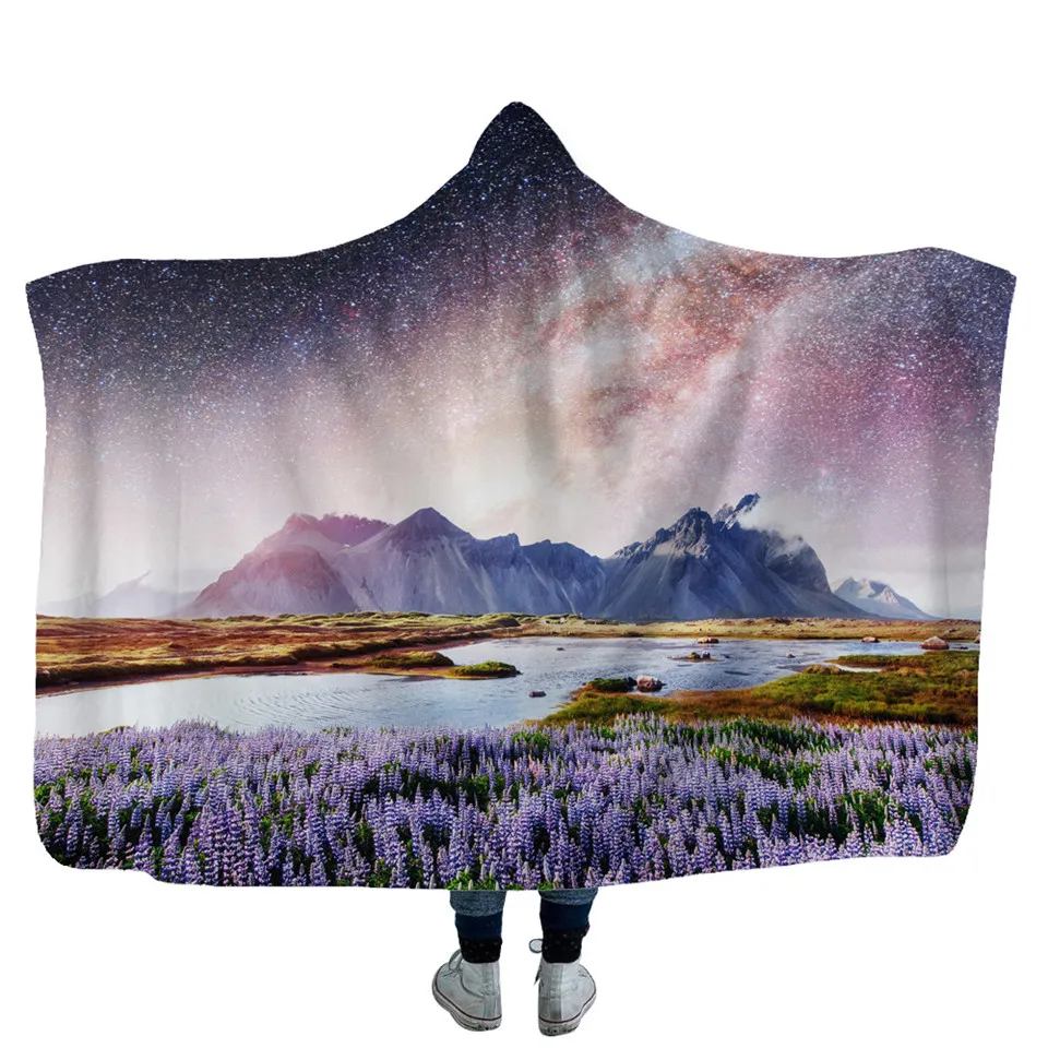 

SOFTBATFY Universe Starry Hooded Blanket Fleece Throw Blanket Dropshipping