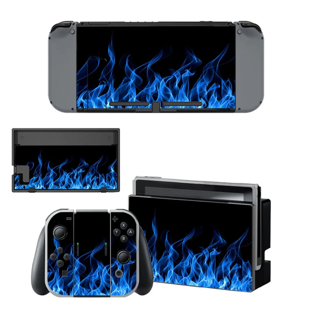 Виниловая наклейка Nintendo Switch для консоли и контроллера Blue Fire Devils|Наклейки| |