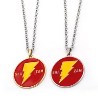 shazam necklaces billy batson the flash lightning pendant necklace for women men choker keyring jewelry gift