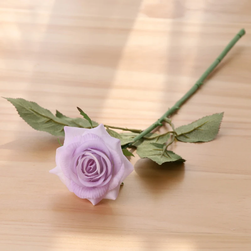 Light purple JAROWN имитация высококачественной розы, искусственная настоящая Роза, Свадебный декор, искусственный цветок, увлажняющая Черная роза для домашнего декора - Цвет: Light purple