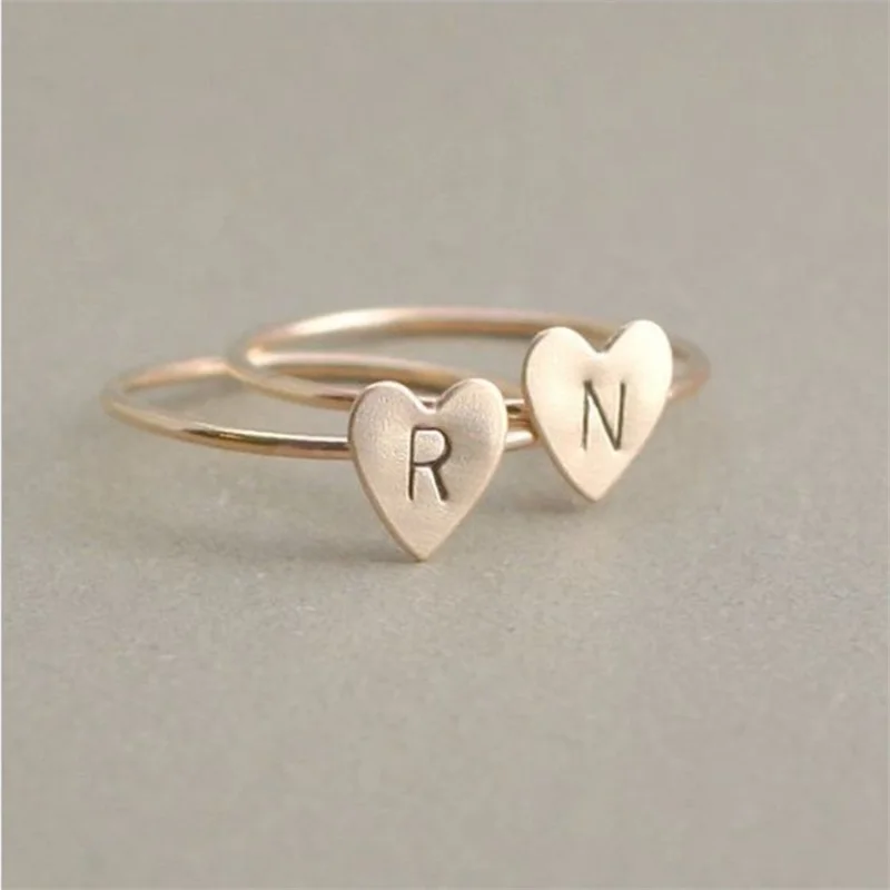 Hot Sale Letter Ring For Women Jewelry Fashion A To Z Full Alphabet Heart Shape Female Couple Gifts Anello donna | Украшения и