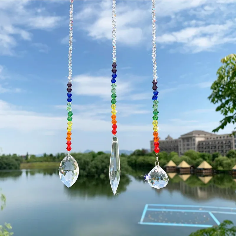 H & D набор из 3 чакра хрустальные призмы окно Suncatcher Радуга создатель подвесной