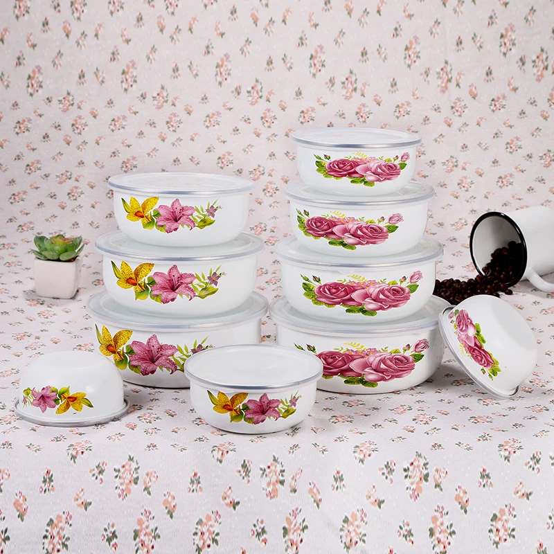 Бесплатная доставка набор мисок для свежести 5 шт. эмалированная микшерная чаша