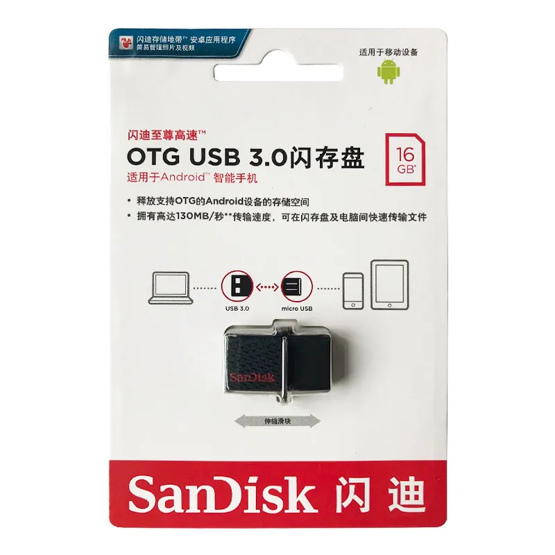 SanDisk USB флеш-накопитель 64 ГБ 32 ГБ 16 ГБ двойной OTG флеш-накопитель cle Usb 3,0 флеш-накопитель внешний накопитель Минимальный флеш-накопитель