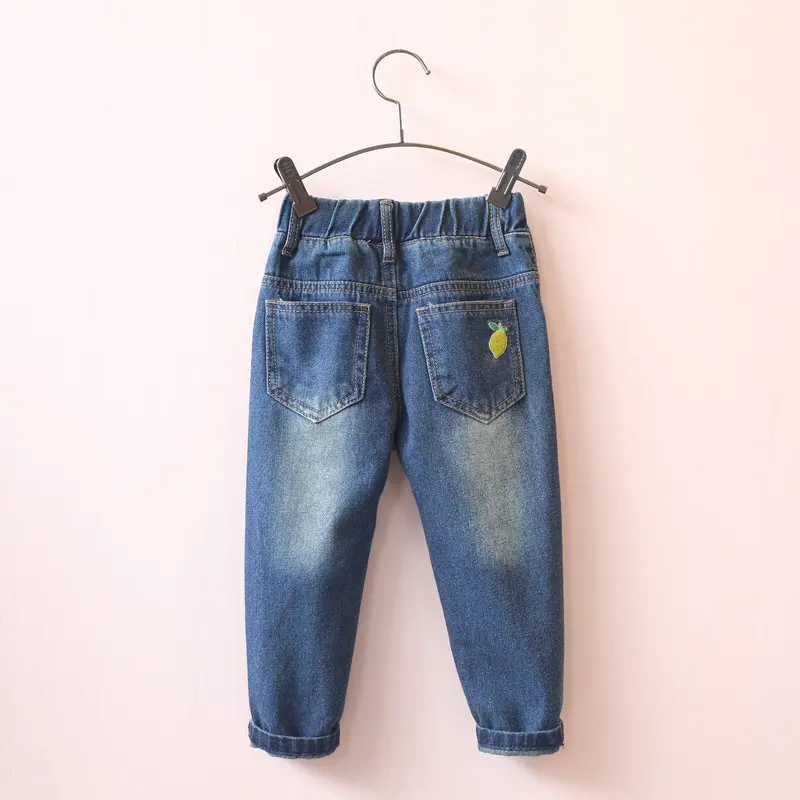 Новинка 2019 детские джинсы брюки для девочек с вышивкой дырками женская одежда |