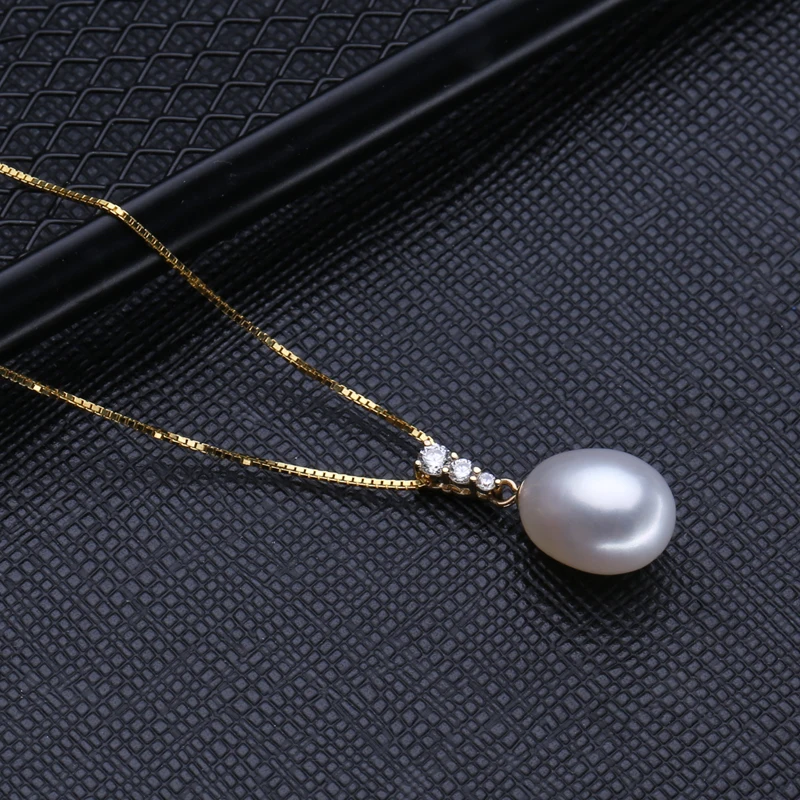 Женское колье с белым жемчугом FENASY золотистое ожерелье подвеской из серебра 925