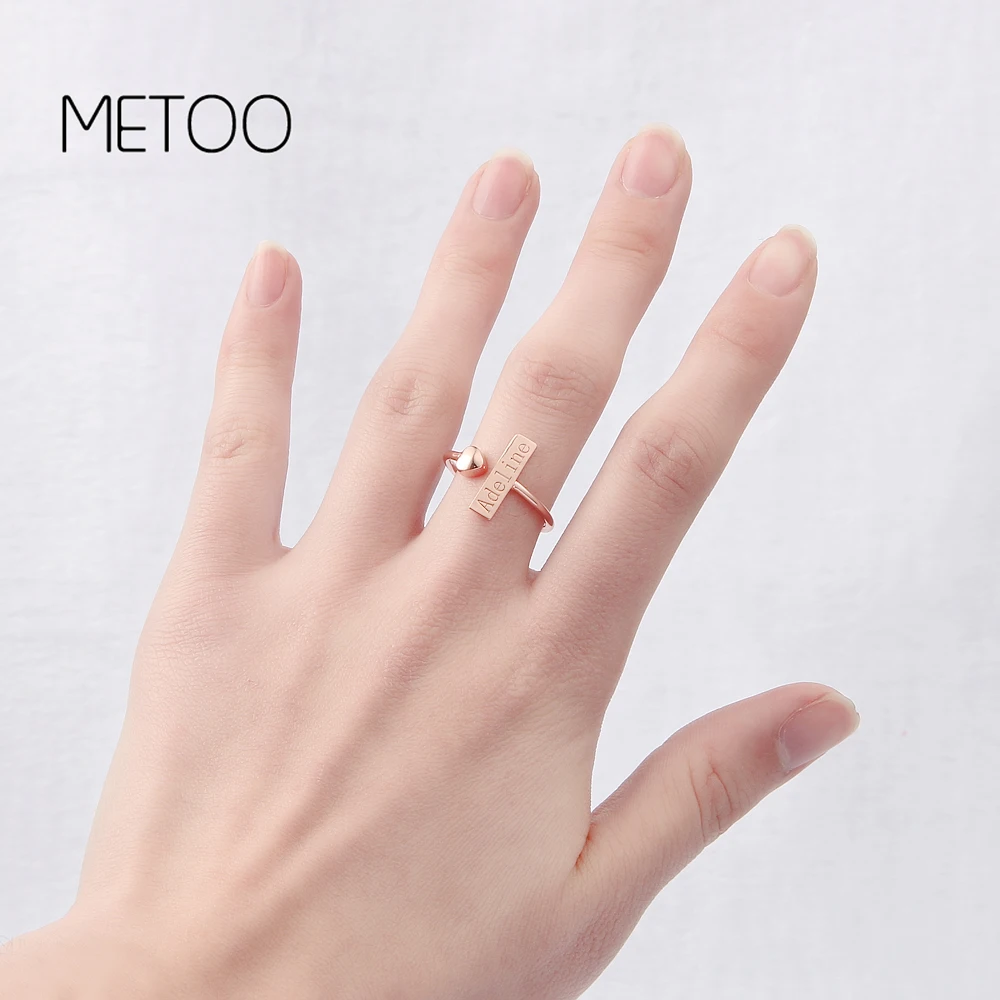 Персонализированные персональная буква METOO кольцо сердце Шарм кольца на пальцы