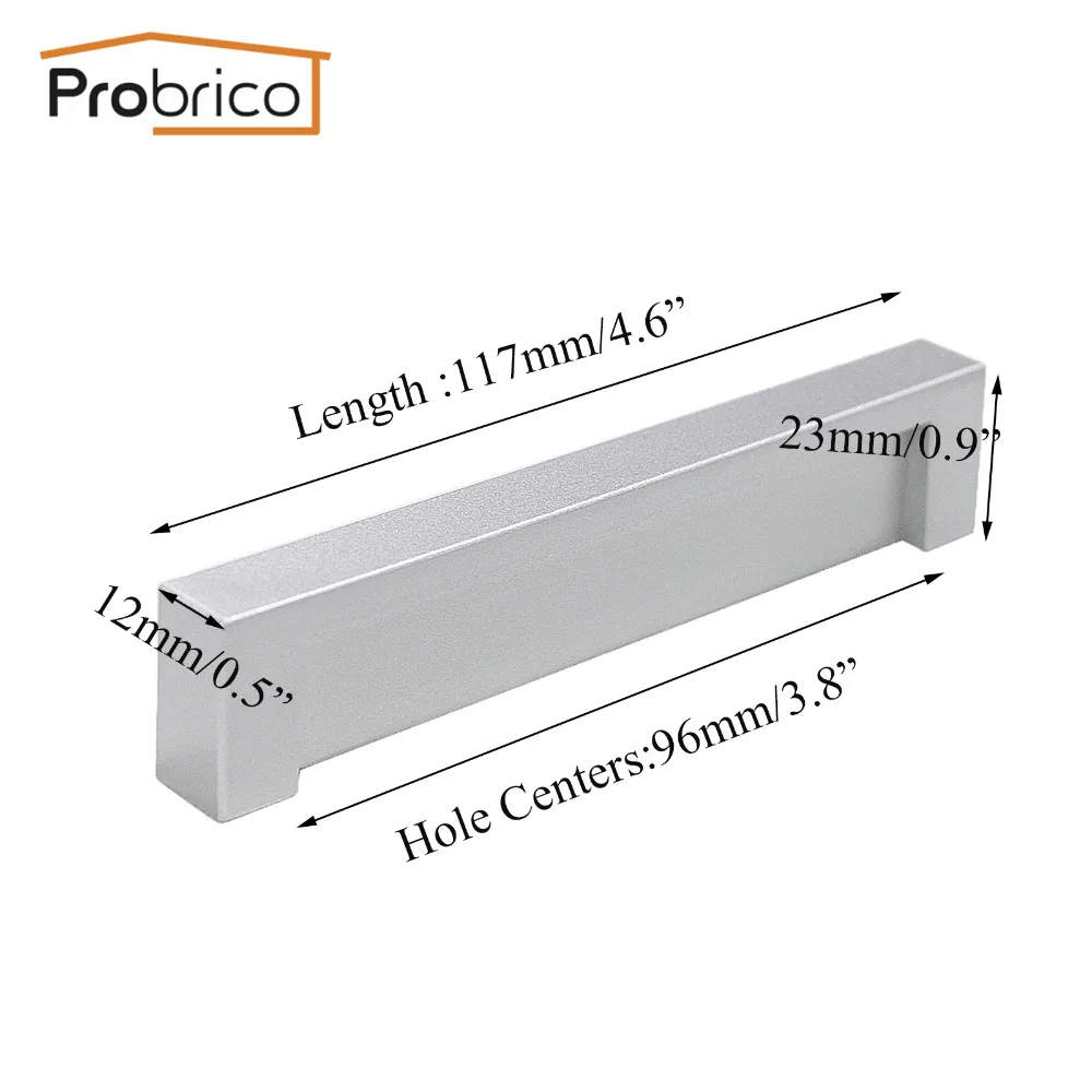 Probrico 10 шт. пластиковая ручка для кухонного шкафа Серебряная мебели выдвижного