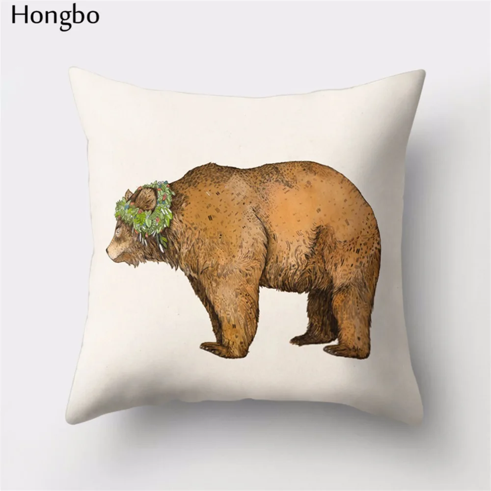 Hongbo 1 шт., милый чехол для подушки с рисунком лисы и медведя, наволочка для кровати, чехол для подушки для автомобиля, дивана, домашнего декора