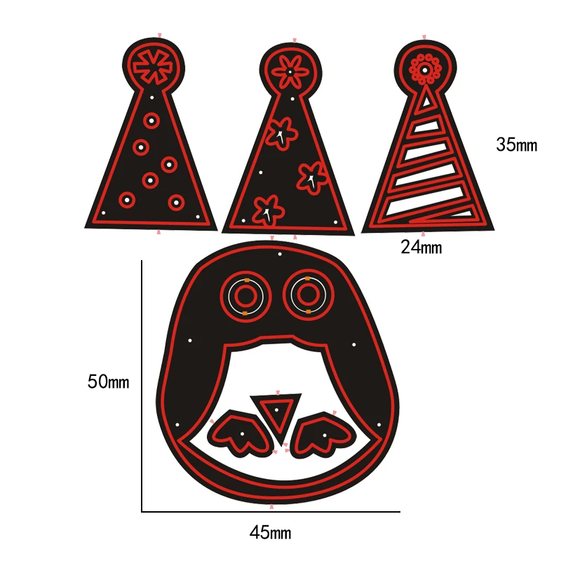 Пингвин 3 вида шляп трафарет металлические Вырубные штампы вырезание практики