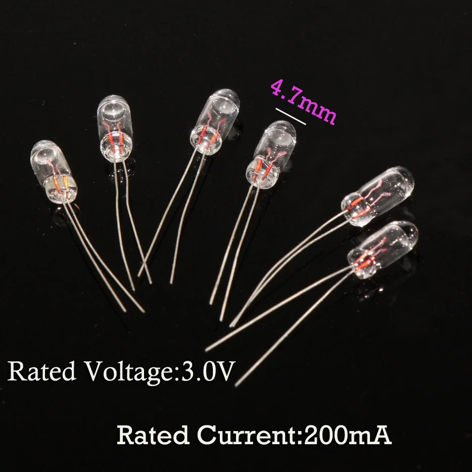 100 шт. прозрачный 4 7 мм мини лампочки 3 Вт 200mA 1 5 V 100mA 6V 70mA миниатюрный зерна пшеницы
