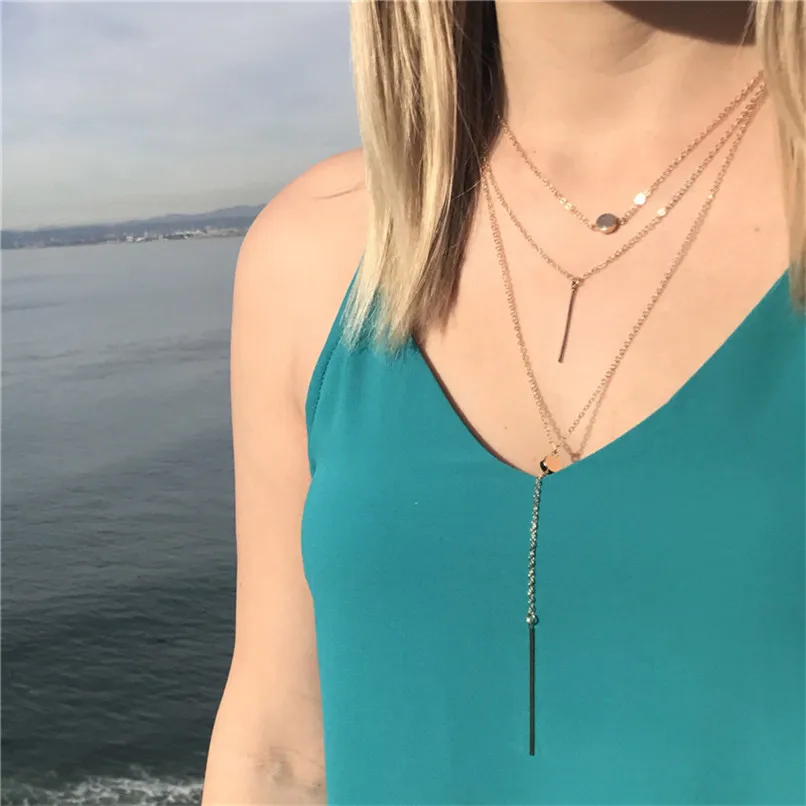 Женское Ожерелье чокер Lusion многослойное ожерелье в вертикальном стиле массивное