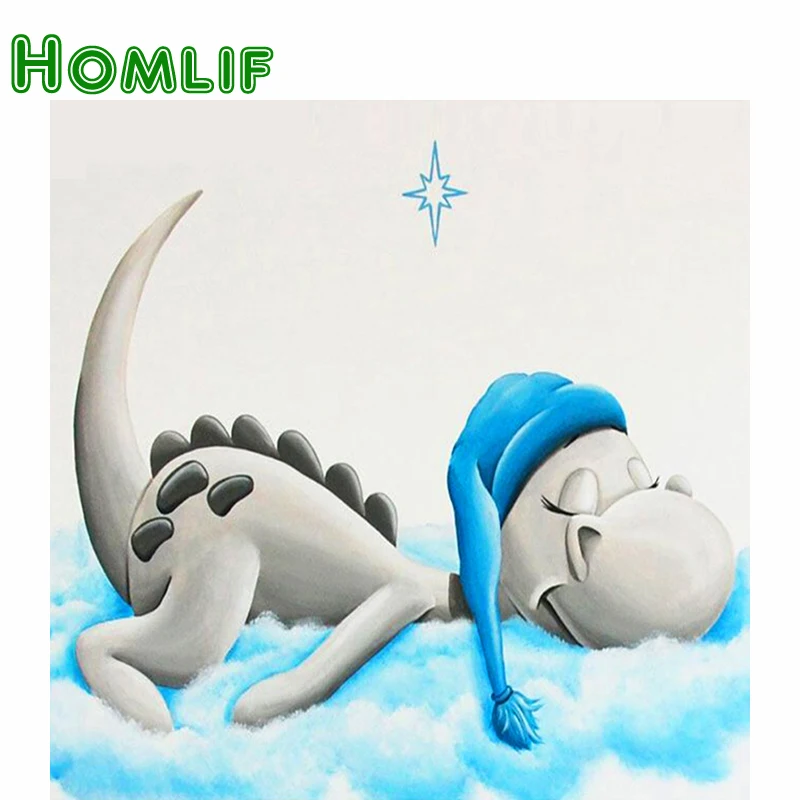 HOMLIF полный квадрат дрель 5D DIY алмазной живописи &quotмультфильм дракон&quot 3D Вышивка