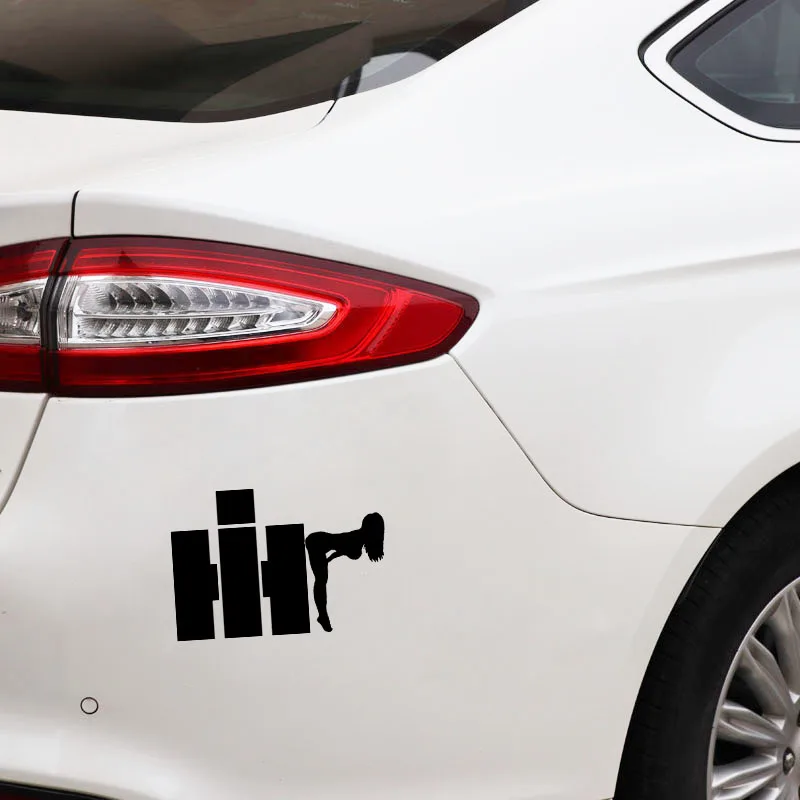 

YJZT 17.2CM*11.8CM Fashion Reflective Vinyl IH Girl Car Window Sticker Decal Black Silver Graphical C11-1787