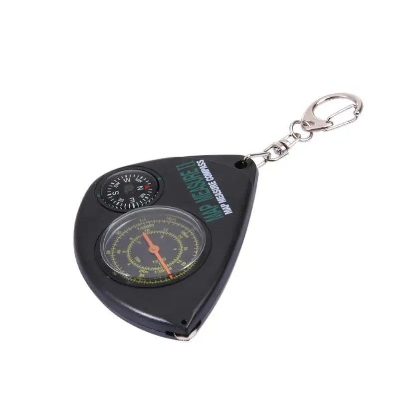 Черный Многофункциональный 2 в 1 Компас+ карта измеритель Curvimeter брелок для наружного туризма кемпинга - Цвет: Черный