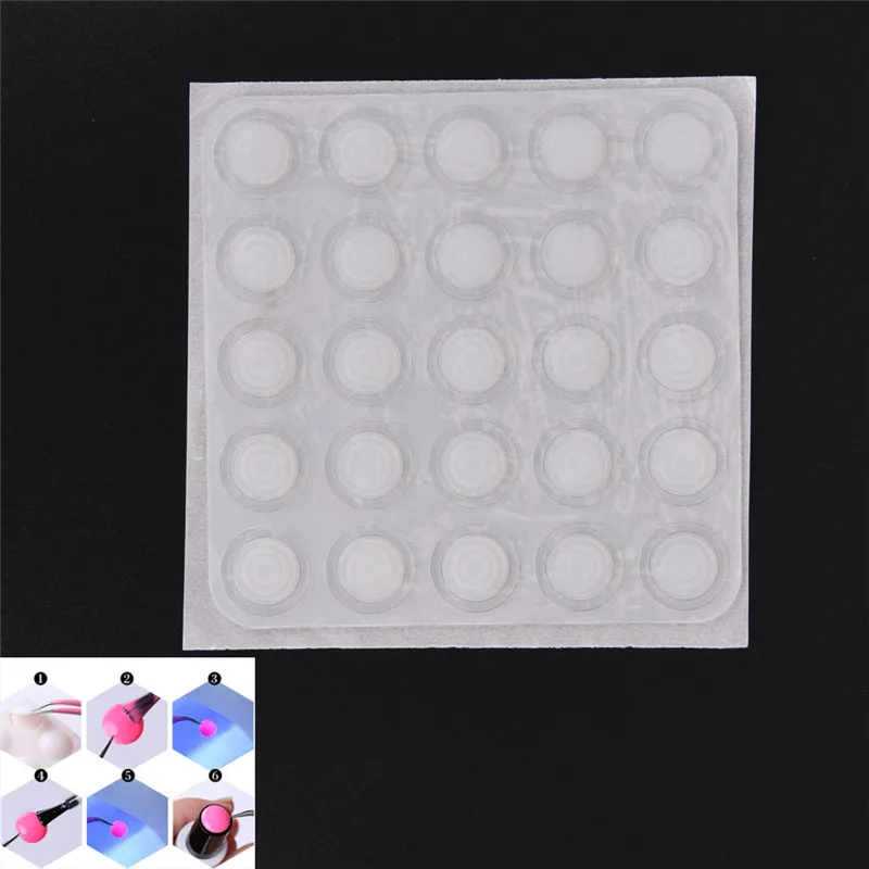25pcs Transparent Silicone Label Sticker Gel Polish Color Button UV Adhesive Paster Manicure Nail Art Tool | Красота и здоровье