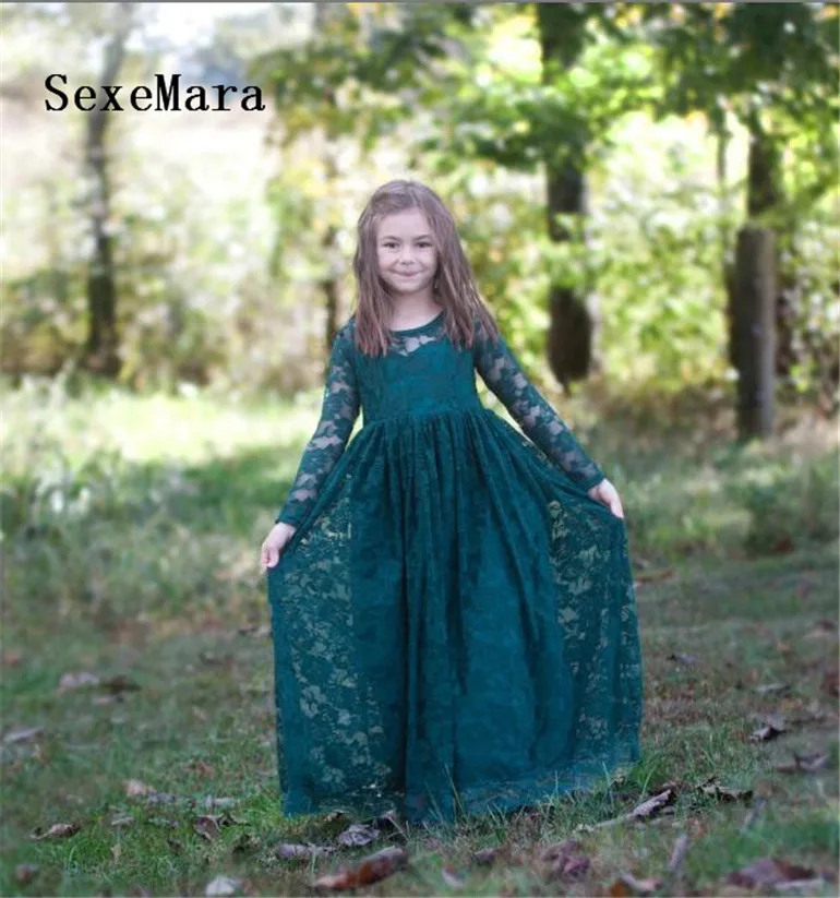 Высококачественное кружевное платье с цветочным узором для девочек принцессы