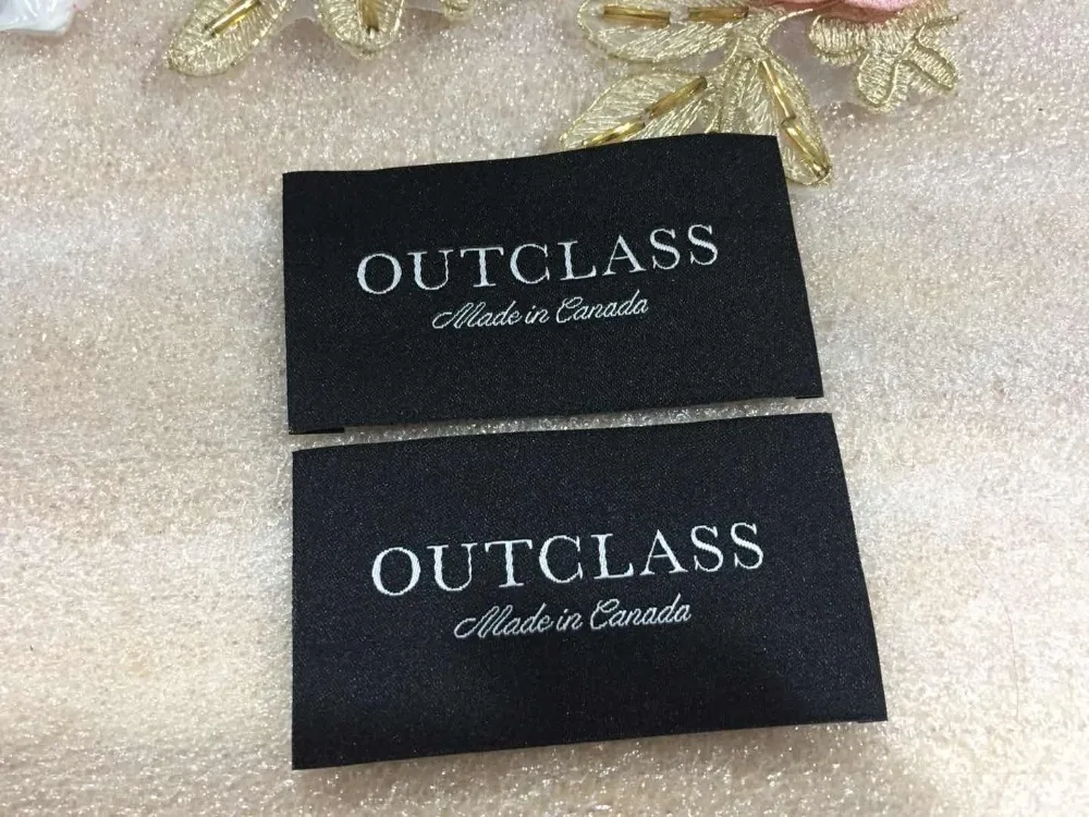 

"OUTCLASS" Customized Clothing Label / Garment Tags / Main Label End fold Center Fold Mitre fold Woven Label and Tags